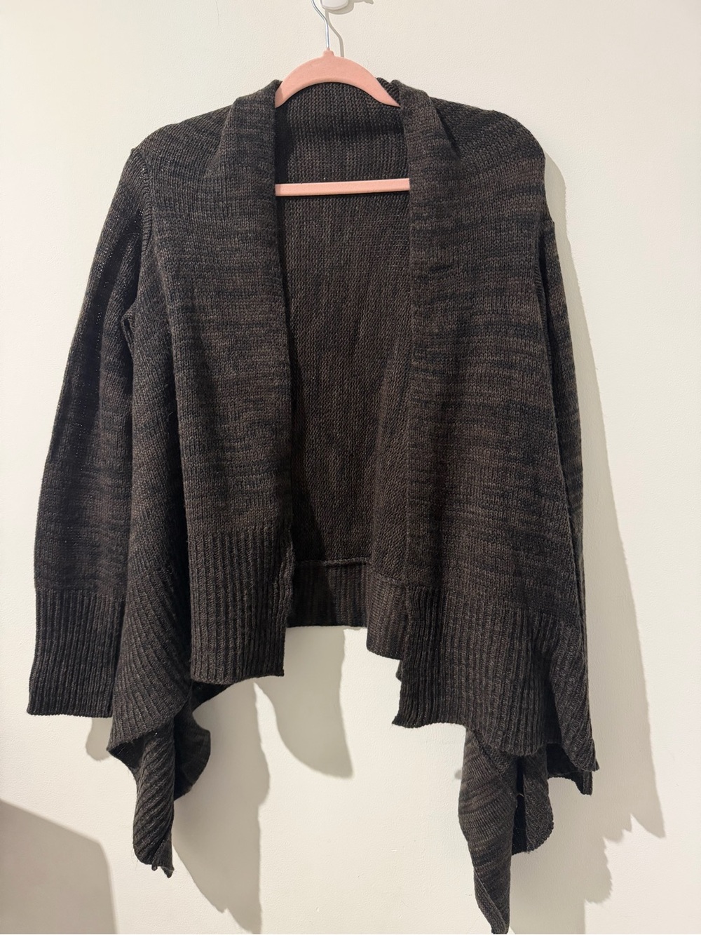 Ambiance Dark Charcoal Open-Front Draped Poncho Cardigan - Picture 4 of 6